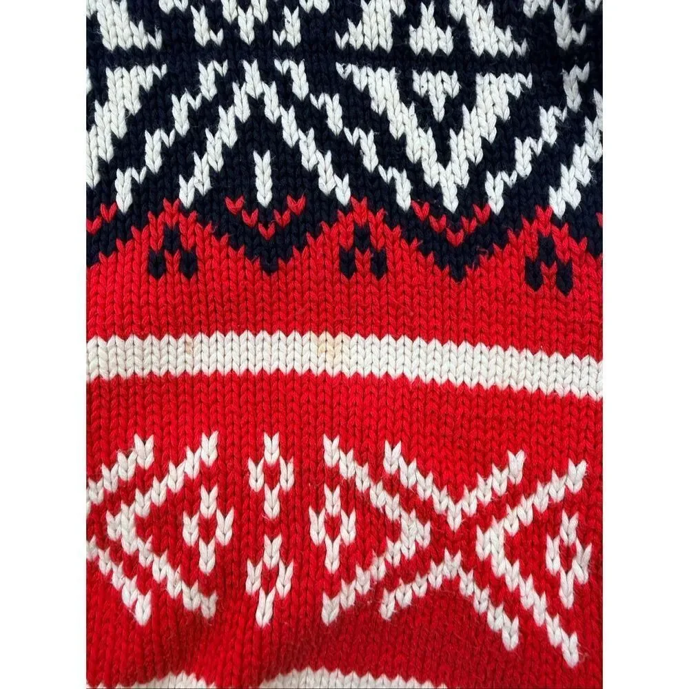 Vintage Gap Sweater Mens Large Pullover Red Nordic Grandpa Snow Flake Vintage